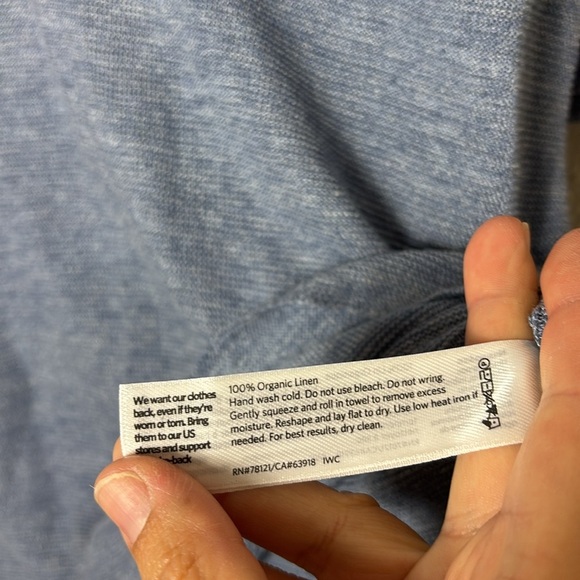 Eileen Fisher 100% Organic Linen Jersey v-neck Tee dusty blue size XS - Picture 5 of 6